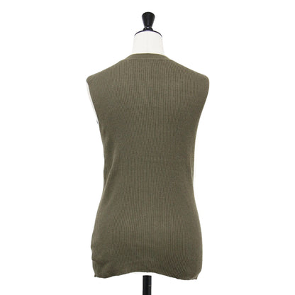 20春夏 ノースリーブ リブ ニット / クルーネック コットン リネン