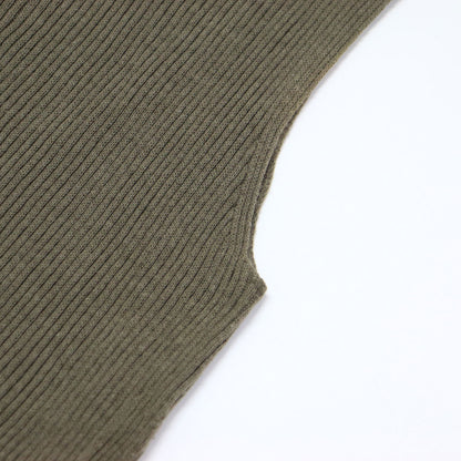 20春夏 ノースリーブ リブ ニット / クルーネック コットン リネン