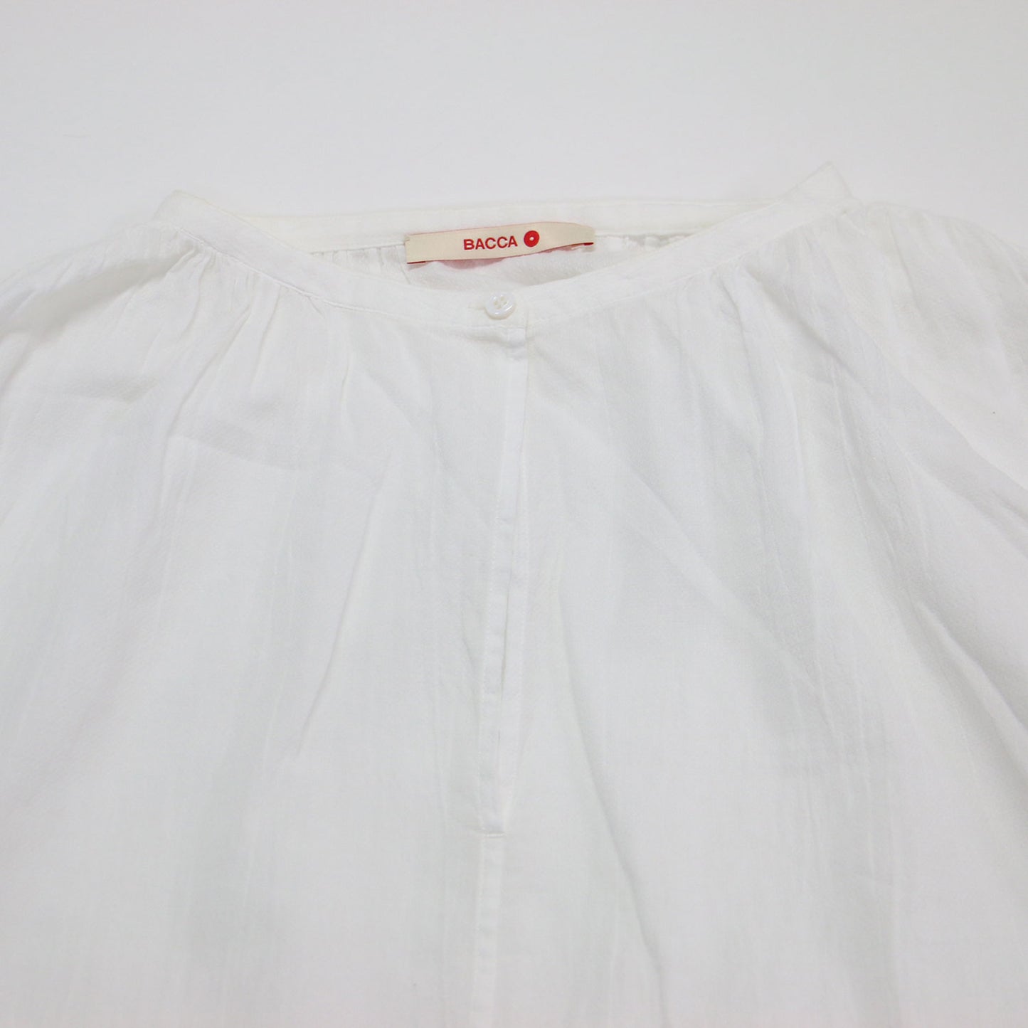 コットン ボリューム ワンピース / ロング丈 長袖 ノーカラー