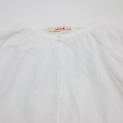 コットン ボリューム ワンピース / ロング丈 長袖 ノーカラー