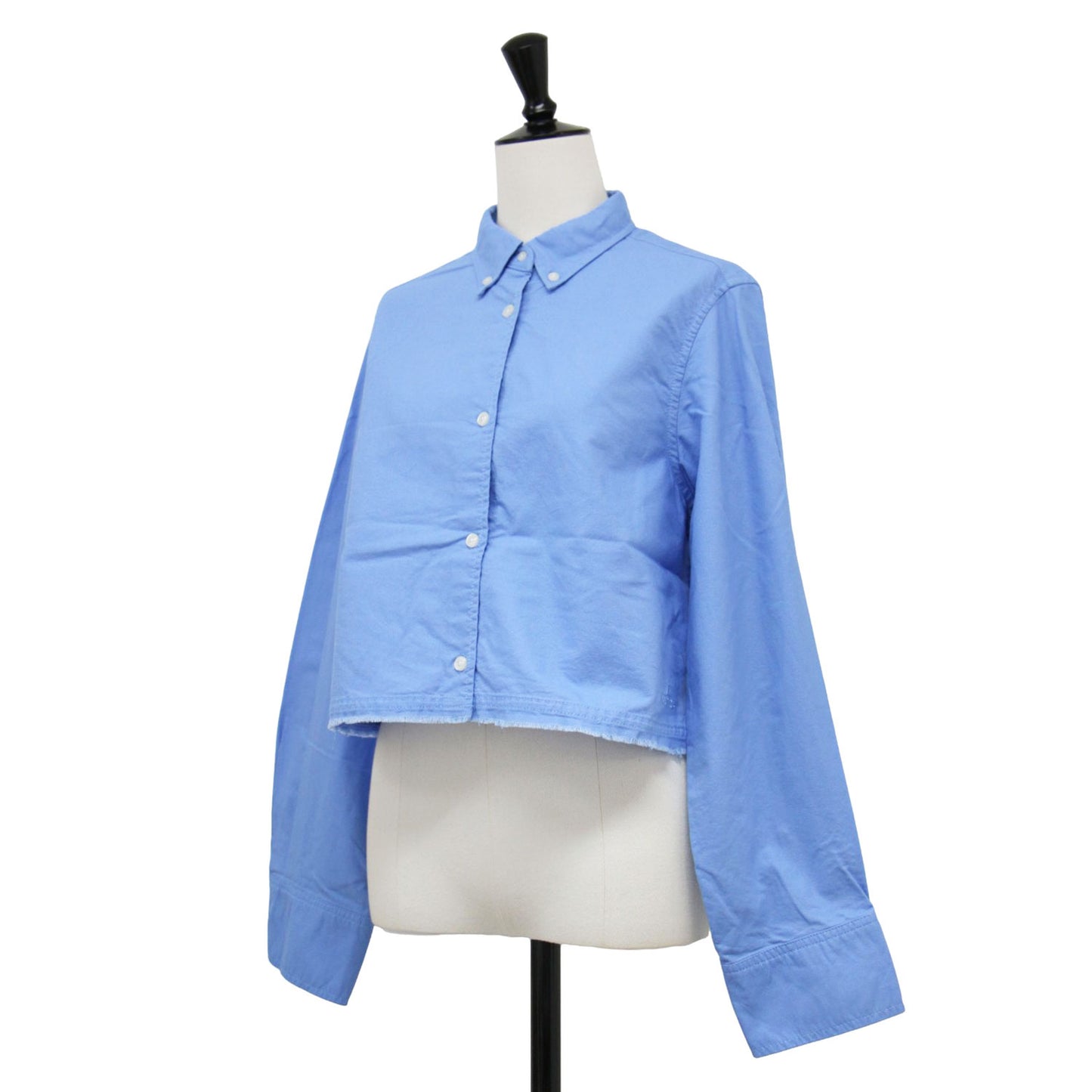 24秋冬 オックスフォード カットオフ シャツ / 長袖 ショート丈 ボタンダウン コットン