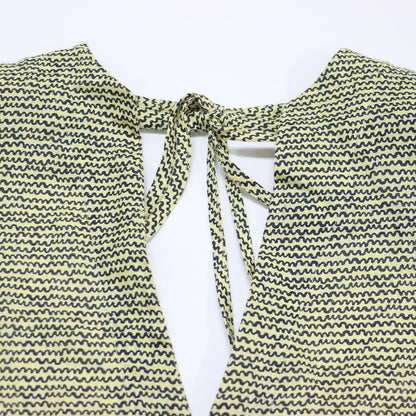 24春夏 ボーダー ロング ワンピース / dimi tangelo linen dress 半袖 Vネック バックオープン スリット リネン