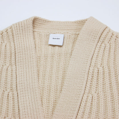 22秋冬 レターマン ビッグ カーディガン / ニット ミドル丈 長袖 ワッペン ローゲージ ウール