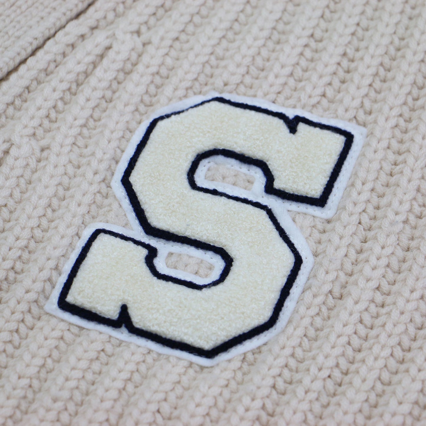 22秋冬 レターマン ビッグ カーディガン / ニット ミドル丈 長袖 ワッペン ローゲージ ウール