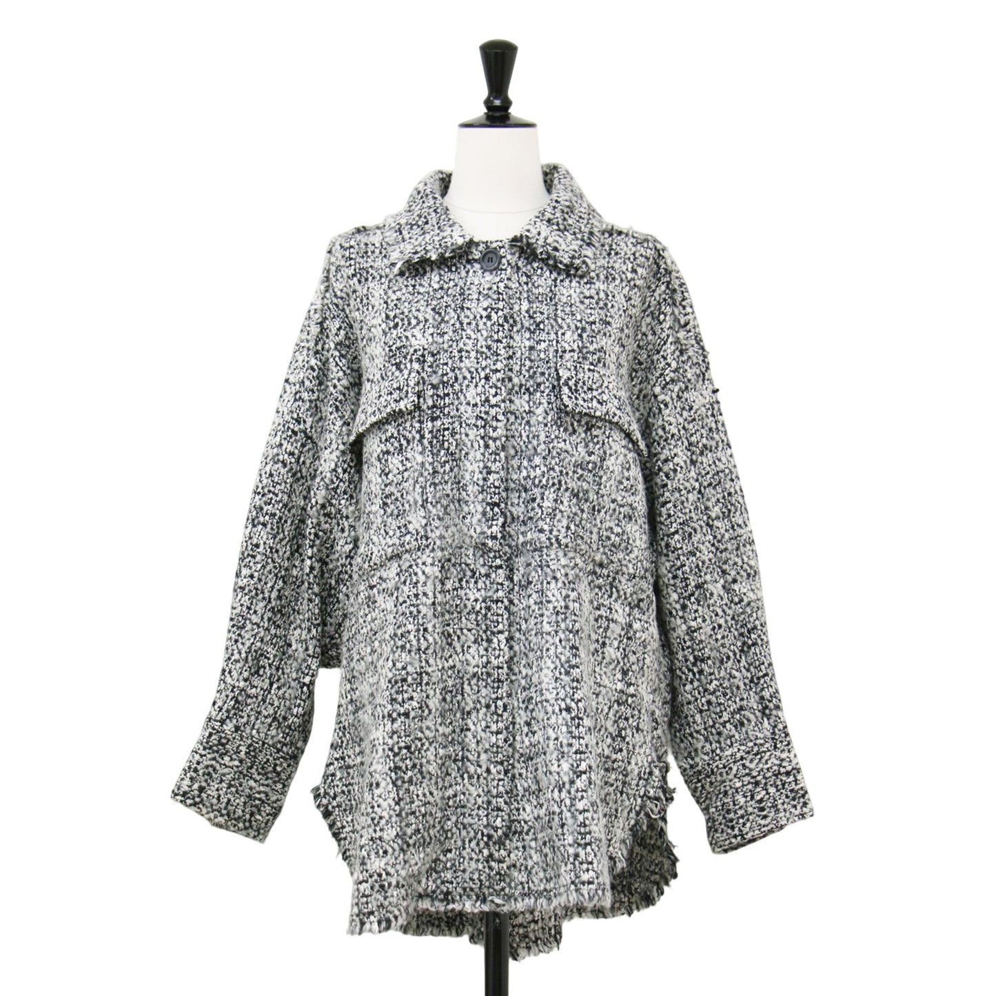 21秋冬 ロービング ウール ツイード ブルゾン / シャツ ジャケット 長袖 オーバーサイズ ツイード