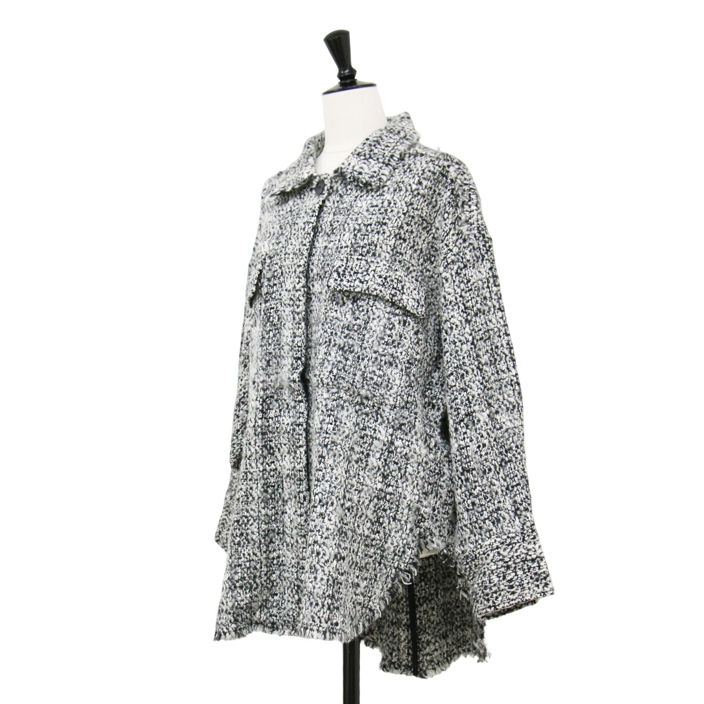 21秋冬 ロービング ウール ツイード ブルゾン / シャツ ジャケット 長袖 オーバーサイズ ツイード