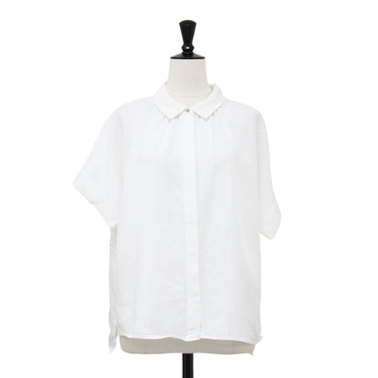 24春夏 襟付き ワイド ショートスリーブ シャツ / ブラウス 半袖 スリット 接触冷感