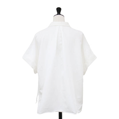 24春夏 襟付き ワイド ショートスリーブ シャツ / ブラウス 半袖 スリット 接触冷感