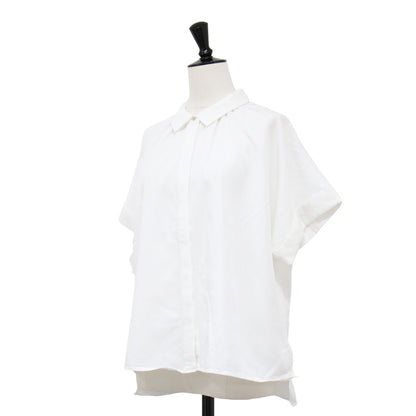 24春夏 襟付き ワイド ショートスリーブ シャツ / ブラウス 半袖 スリット 接触冷感