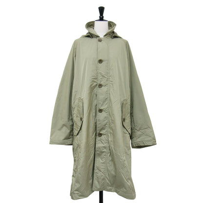 Koma Thermo ナイロン タフタ モッズコート / ロング フード付き ラグランスリーブ 中綿