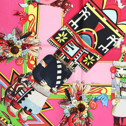 シルク スカーフ カレ90 カチナ インディアンの守り神 / Kachinas 大判 正方形