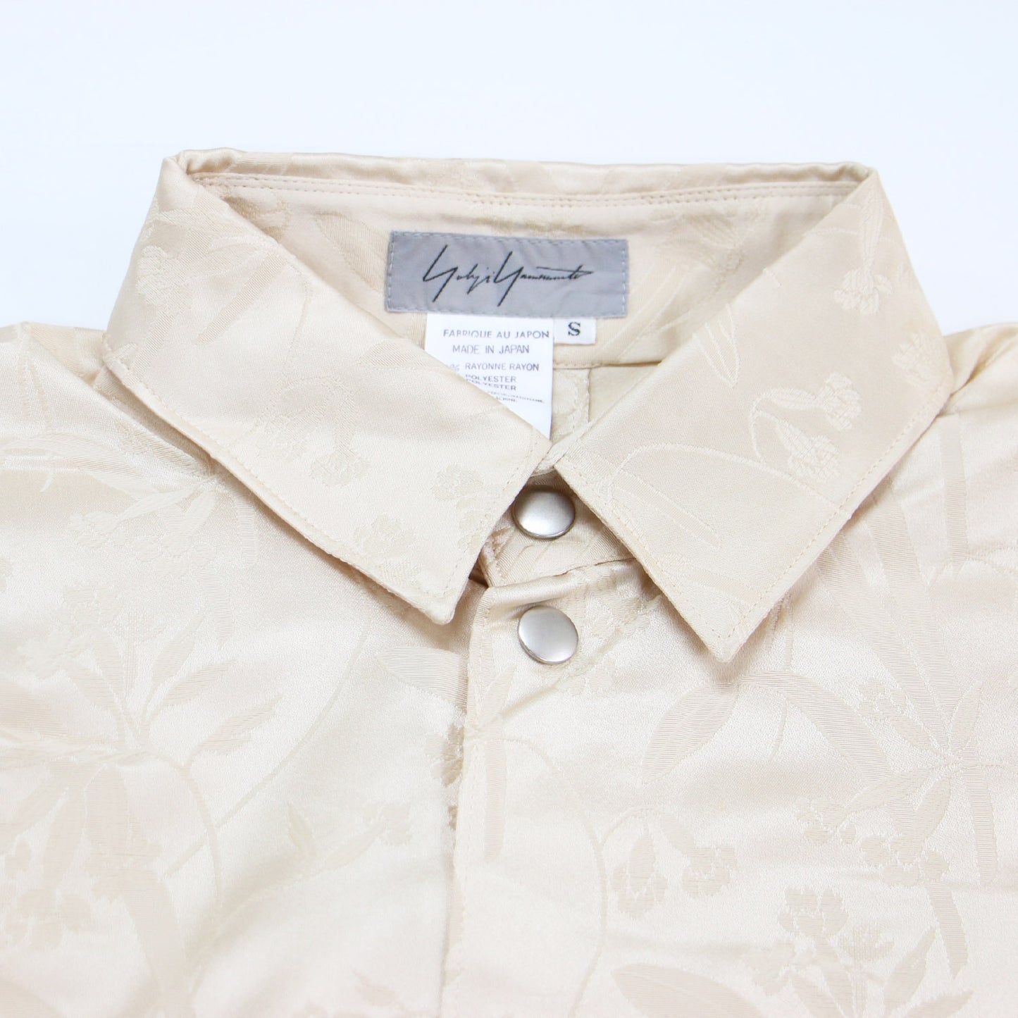 ボタニカルフラワー ジャガード シャツ / ロング丈 長袖 花柄 光沢 ヴィンテージ