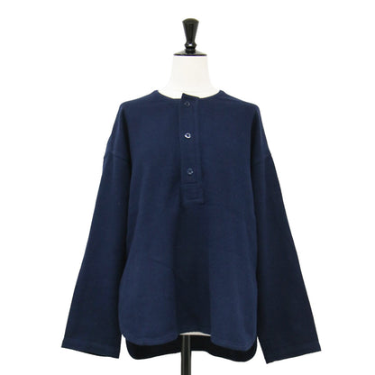 20秋冬 ブラッシュドツイル ヘンリーネック ロングスリーブ シャツ / ブラウス 長袖 クルーネック コットン