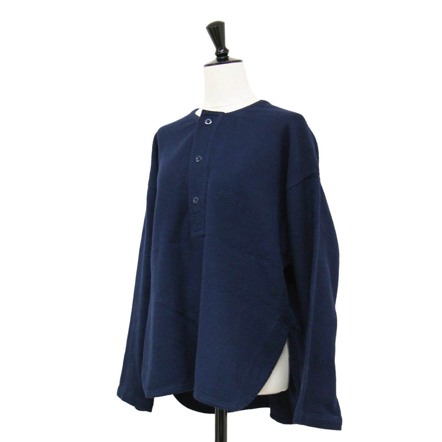 20秋冬 ブラッシュドツイル ヘンリーネック ロングスリーブ シャツ / ブラウス 長袖 クルーネック コットン