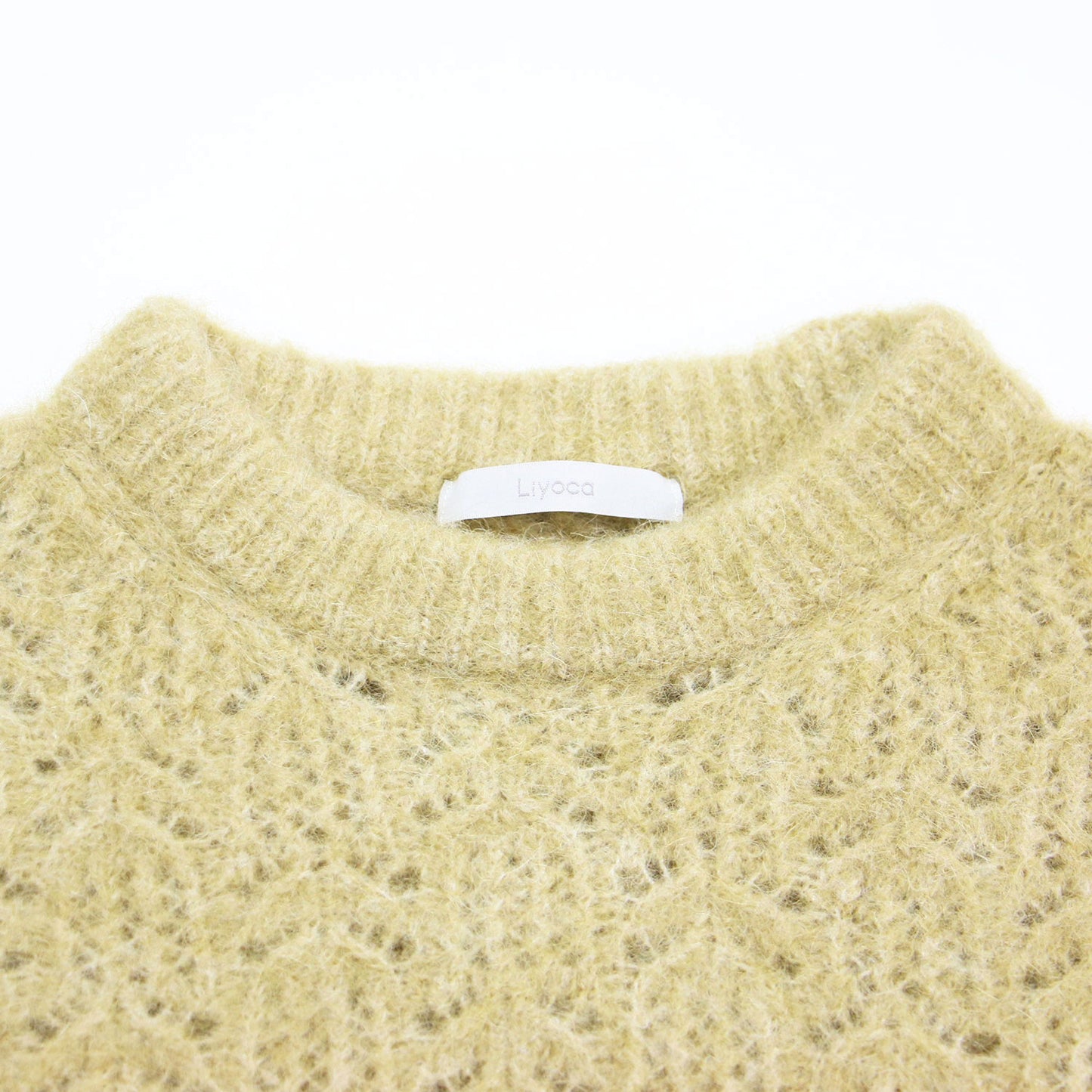 22秋冬 アルパカ 透かし編み プルオーバー / ニット クルーネック 長袖