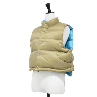 20秋冬 ナイロン タフタ リバーシブル ダウン ベスト / ショート丈 スタンドカラー