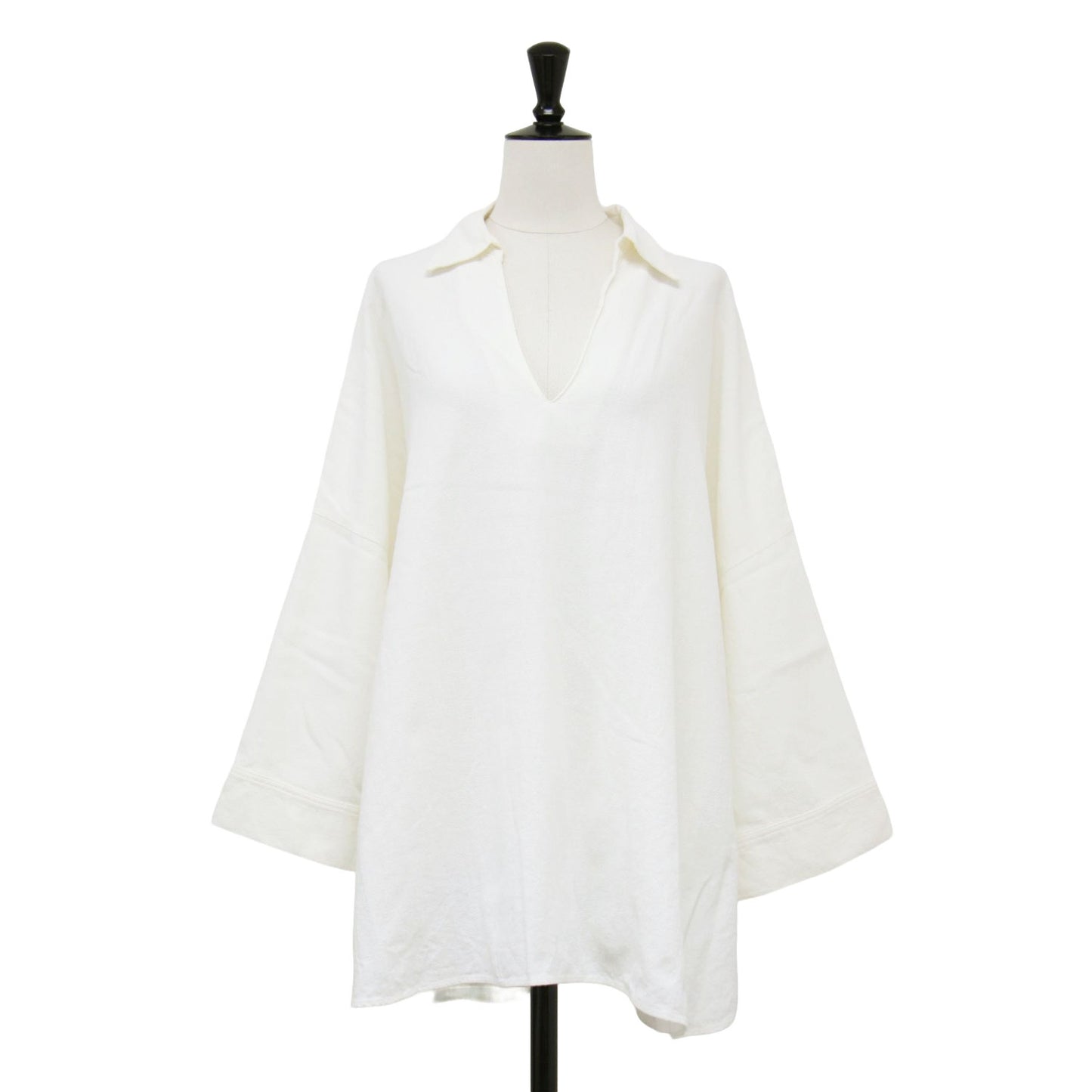 22春夏 コットン リネン アムンゼン ブラウス / シャツ 長袖 9分袖 スキッパー衿