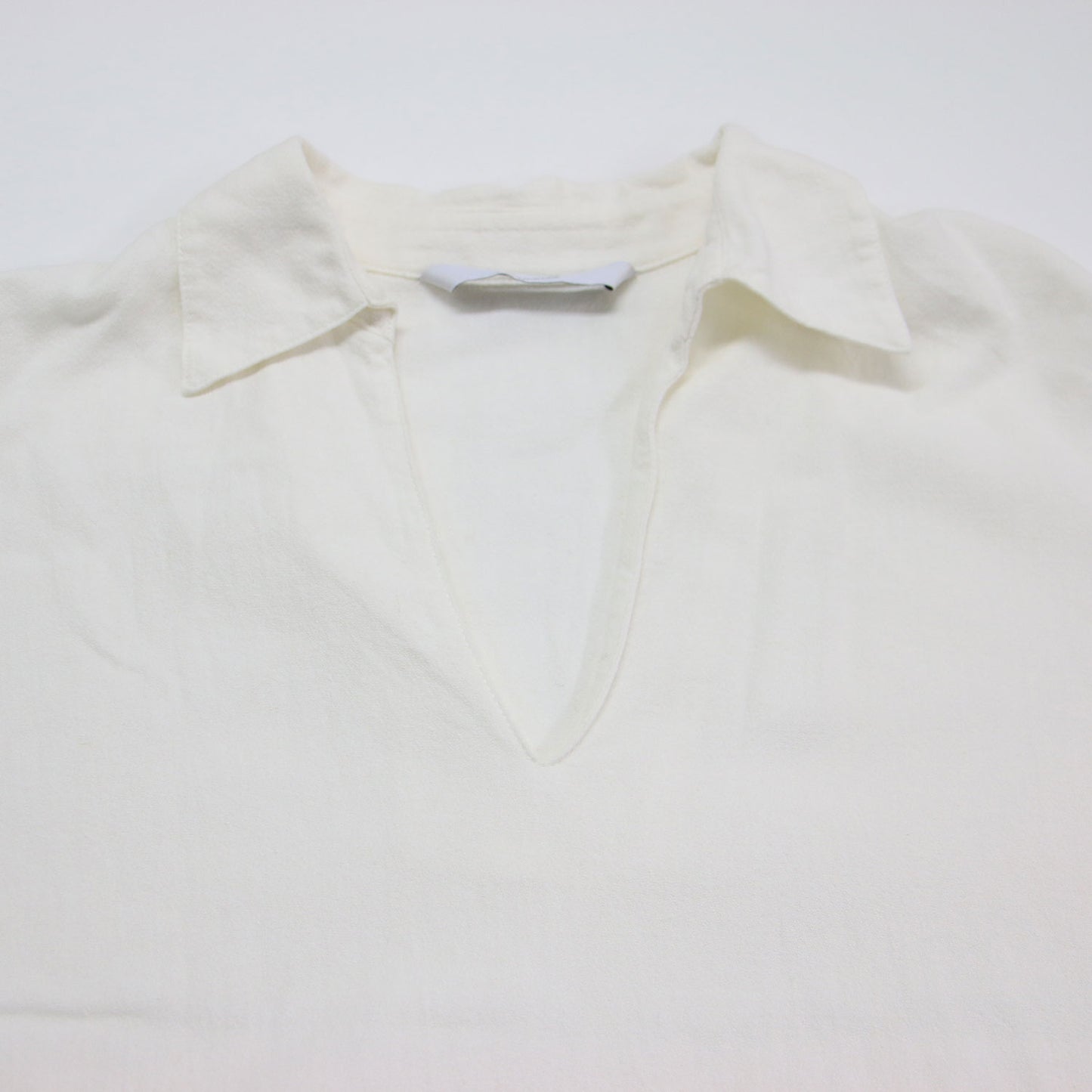 22春夏 コットン リネン アムンゼン ブラウス / シャツ 長袖 9分袖 スキッパー衿