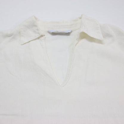 22春夏 コットン リネン アムンゼン ブラウス / シャツ 長袖 9分袖 スキッパー衿