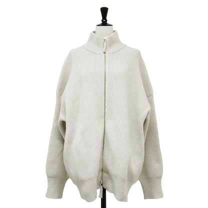 22秋冬 ジップ ニット ブルゾン / カーディガン スタンドカラー 長袖 オーバーサイズ ウール アルパカ