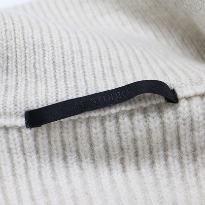 22秋冬 ジップ ニット ブルゾン / カーディガン スタンドカラー 長袖 オーバーサイズ ウール アルパカ