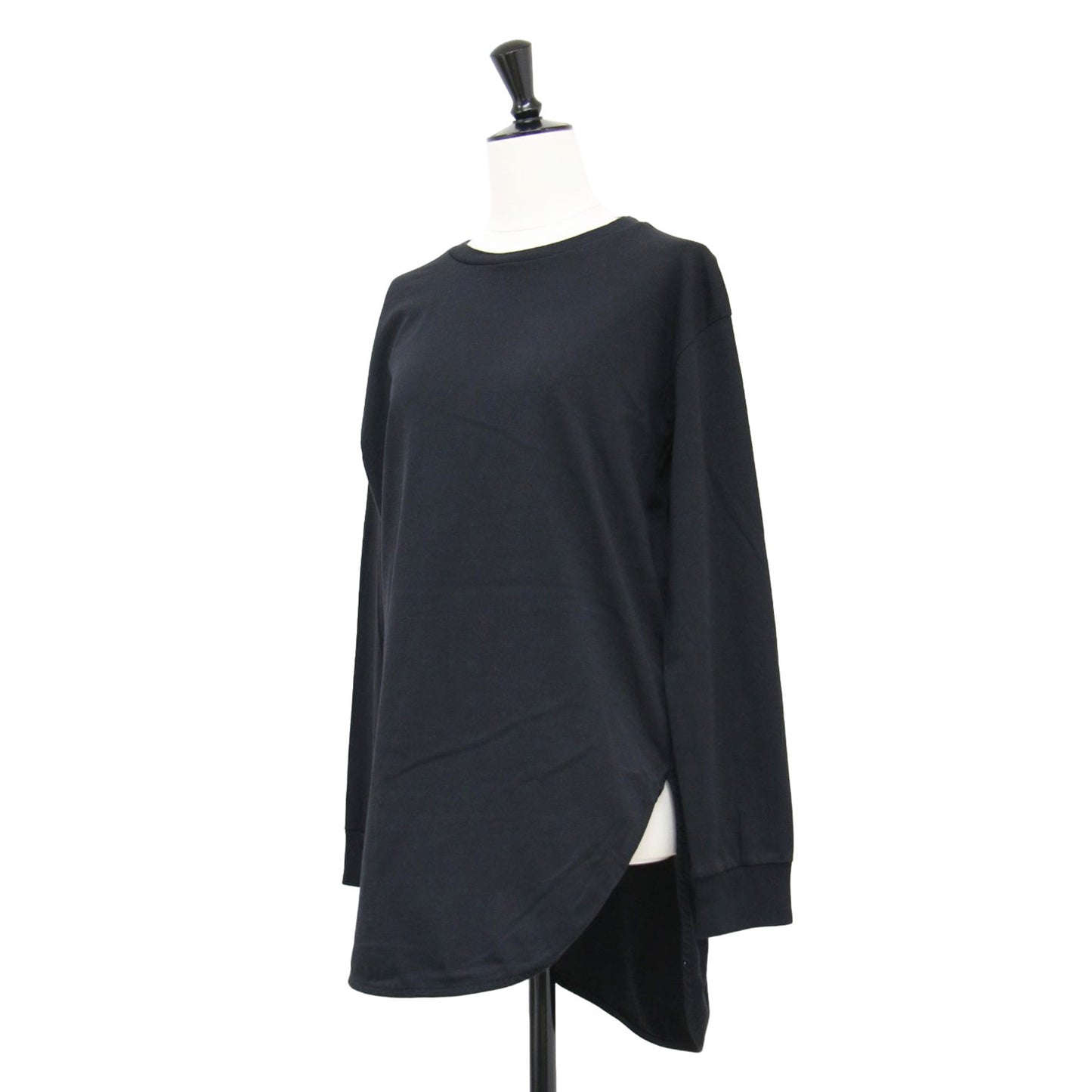 21秋冬 天竺 ラウンド ロンT / カットソー Tシャツ 長袖 ロングスリーブ スリット コットン