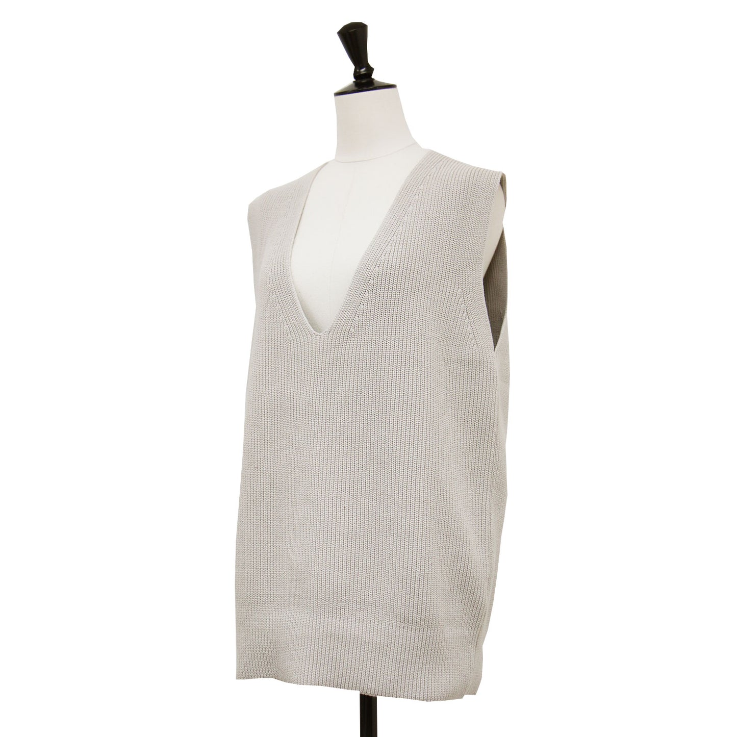 22春夏 Vネック ニット ベスト / プルオーバー 片アゼ編み コットン ポリエステル