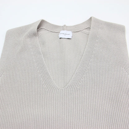 22春夏 Vネック ニット ベスト / プルオーバー 片アゼ編み コットン ポリエステル