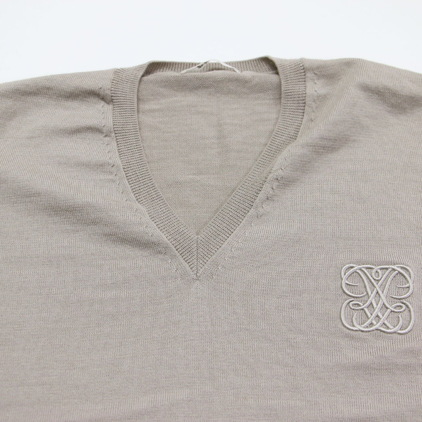 22春夏 エンブレム 刺繍 Vネック ニット / Emblem プルオーバー 長袖 オーバーサイズ ウール