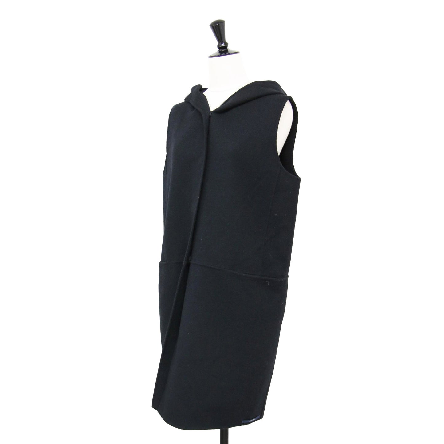 ウール フード付き ロング ベスト / CUCITO A MANO ジレ Iライン