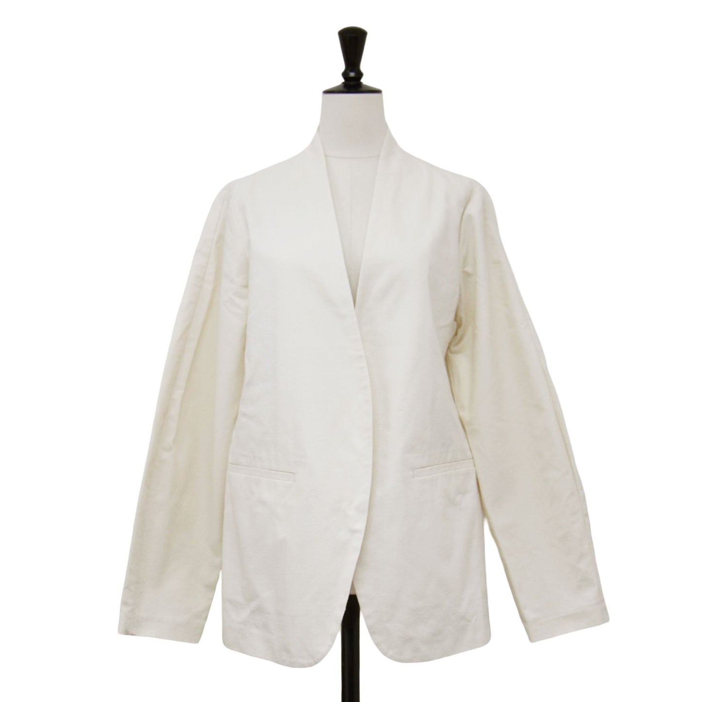 コットン カラーレス ジャケット / COTTON COLLAR LESS JACKE ノーカラー 長袖 Vネック