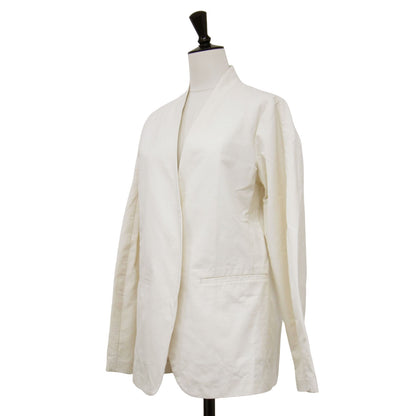 コットン カラーレス ジャケット / COTTON COLLAR LESS JACKE ノーカラー 長袖 Vネック