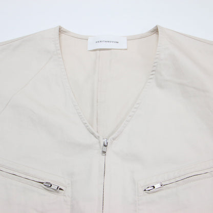 24春夏 Vネック サロペット / オールインワン ジップアップ コットン