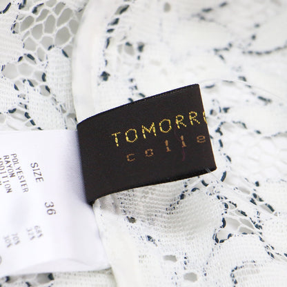 24秋冬 リーフコードレース ハーフスリーブ ブラウス / 半袖 スタンドカラー ボックスシルエット