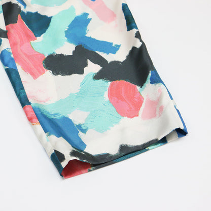 パッチペインティング プリント イージー ストレート パンツ / ワイドパンツ ドローストリング ウエストゴム