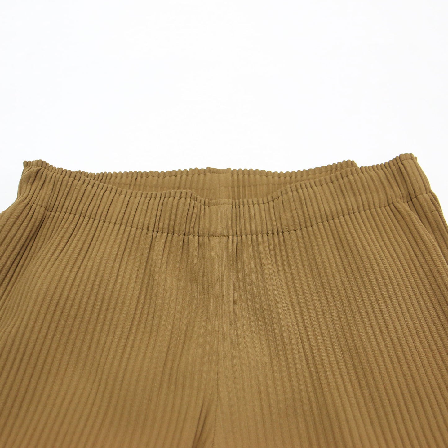 プリーツ スリット ワイドパンツ / クロップド丈 ウエストゴム フレア Aライン