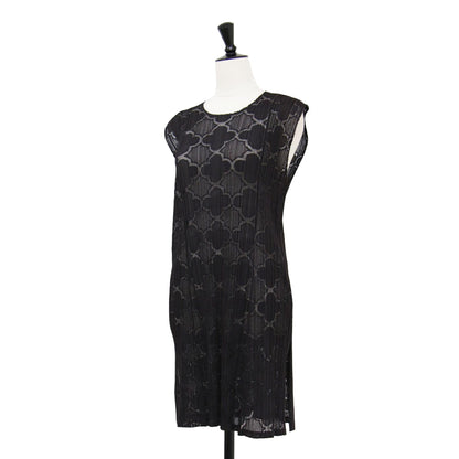 ノースリーブ レース チュニック / ワンピース プリーツ スリット シアー ウォッシャブル