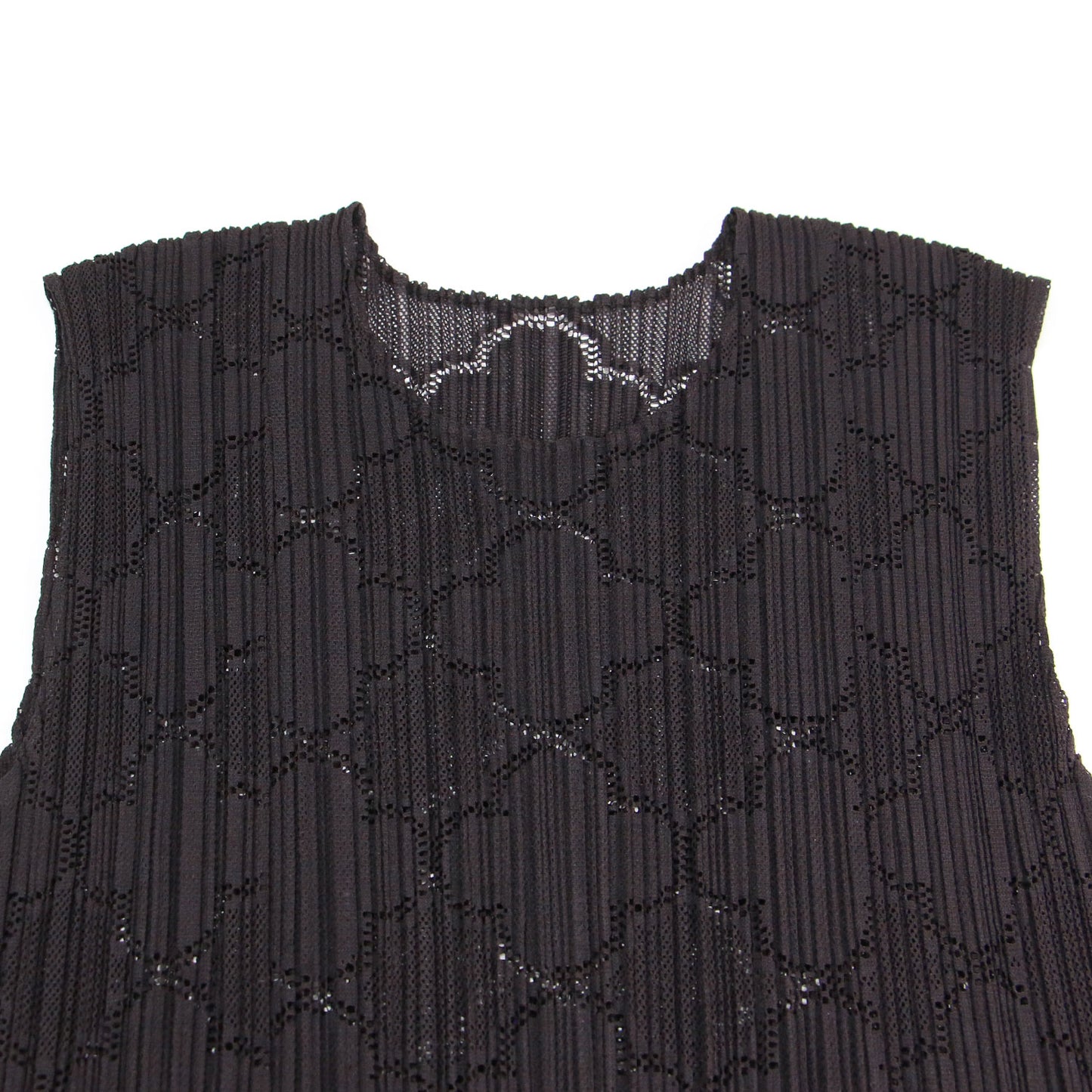 ノースリーブ レース チュニック / ワンピース プリーツ スリット シアー ウォッシャブル