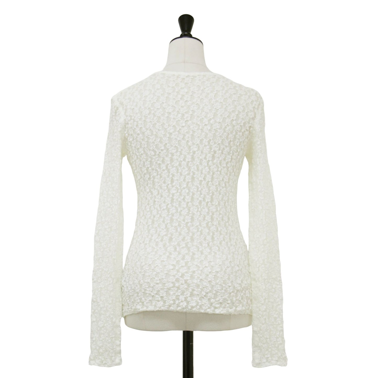 レース カットソー / Tシャツ クルーネック 長袖 ロングスリーブ シアー ストレッチ