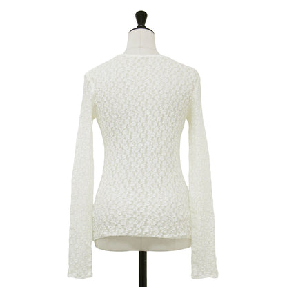 レース カットソー / Tシャツ クルーネック 長袖 ロングスリーブ シアー ストレッチ