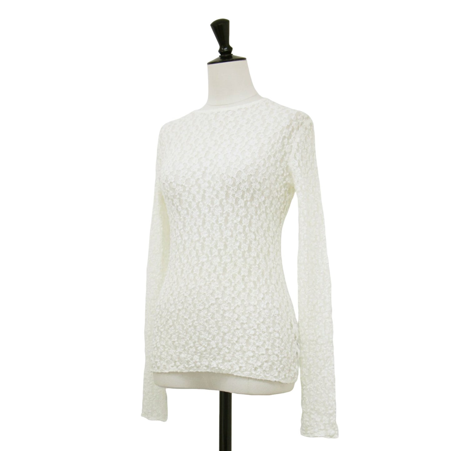 レース カットソー / Tシャツ クルーネック 長袖 ロングスリーブ シアー ストレッチ