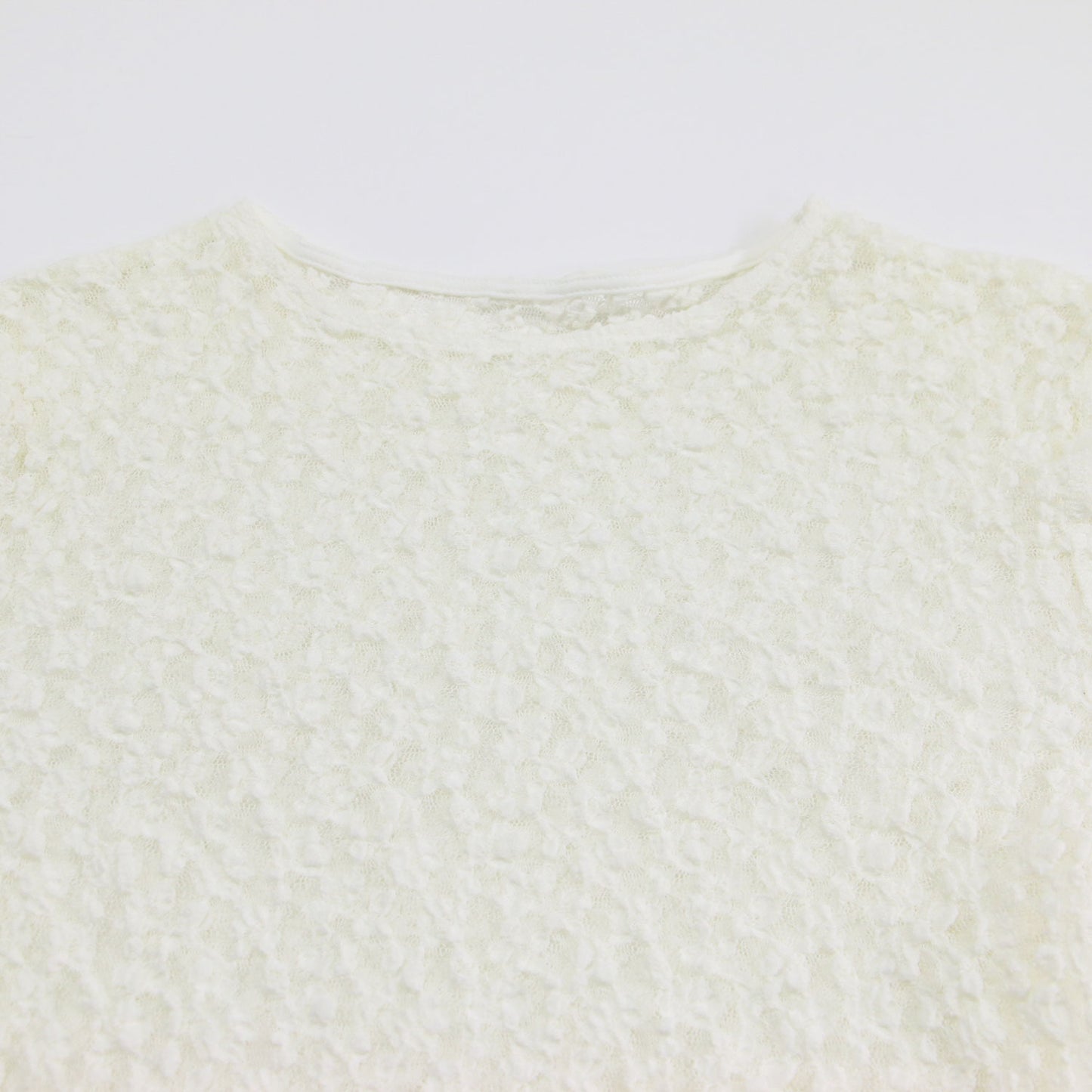 レース カットソー / Tシャツ クルーネック 長袖 ロングスリーブ シアー ストレッチ