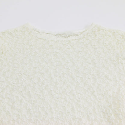 レース カットソー / Tシャツ クルーネック 長袖 ロングスリーブ シアー ストレッチ