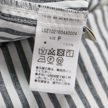 バンドカラー ストライプ シャツ / 長袖 ロング丈 ドロップショルダー ワイド コットン