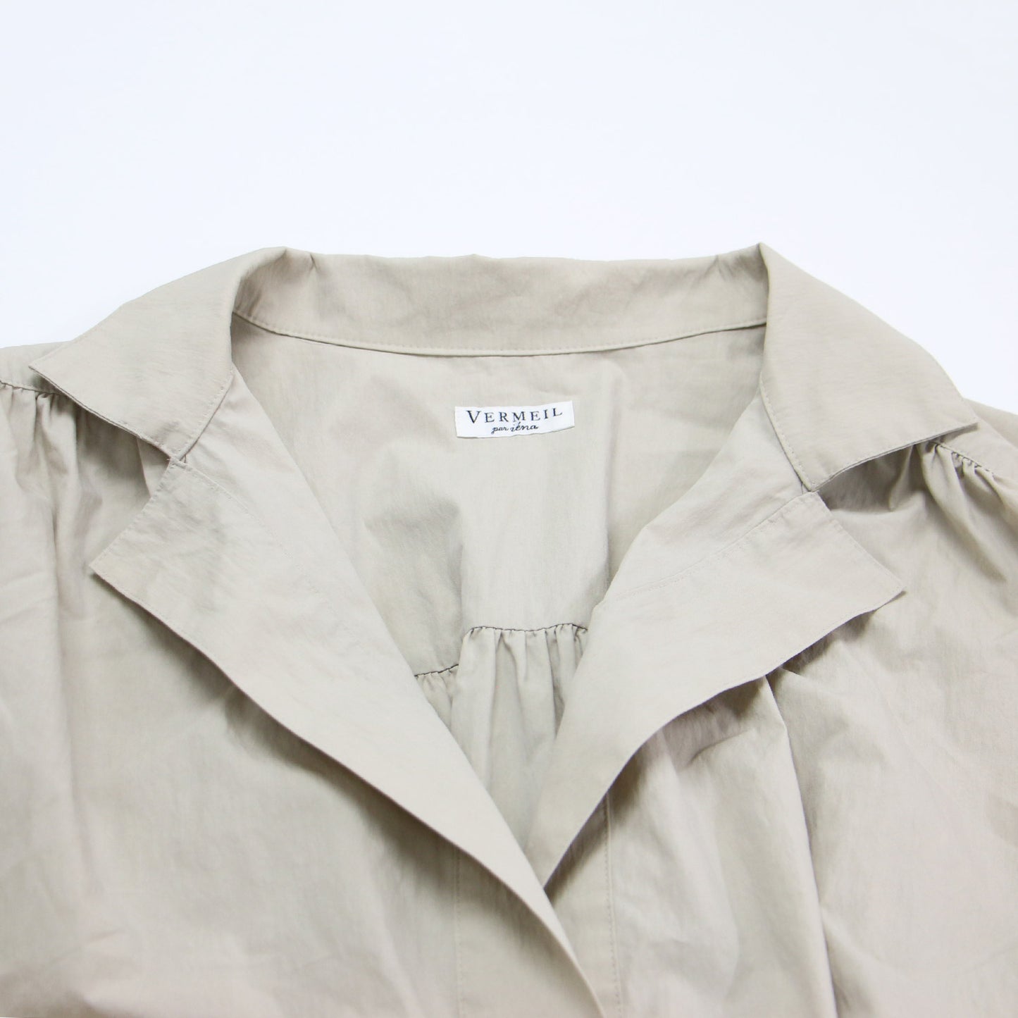 21春夏 ダンプ ロング シャツ ワンピース / 半袖 スキッパー ギャザー ベルト付き コットン