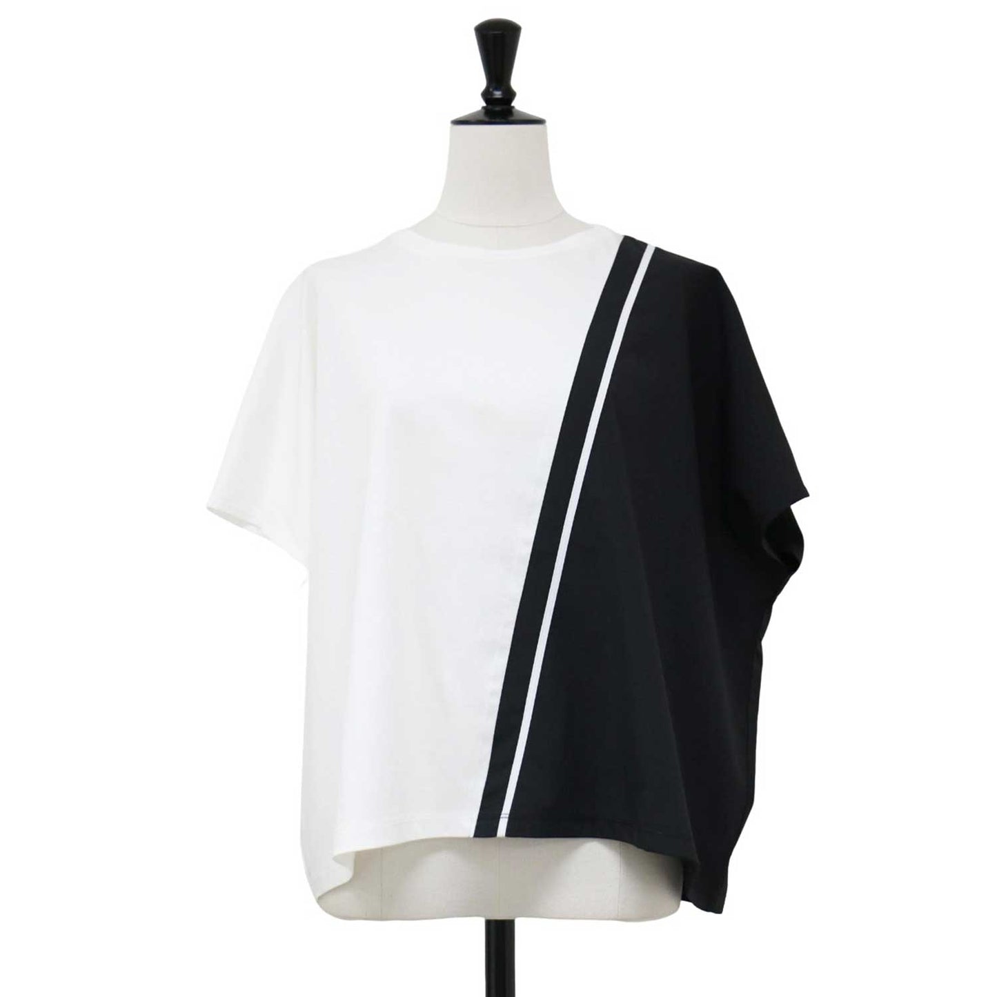 24春夏 シルケット コンビ スムース カットソー / Tシャツ 半袖 バイカラー ワイドシルエット コットン