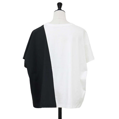 24春夏 シルケット コンビ スムース カットソー / Tシャツ 半袖 バイカラー ワイドシルエット コットン