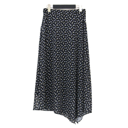 フラワーモチーフ ロングスカート / ミディ丈 ジャガード プリント アシンメトリー ヘム シフォン サイドジップ