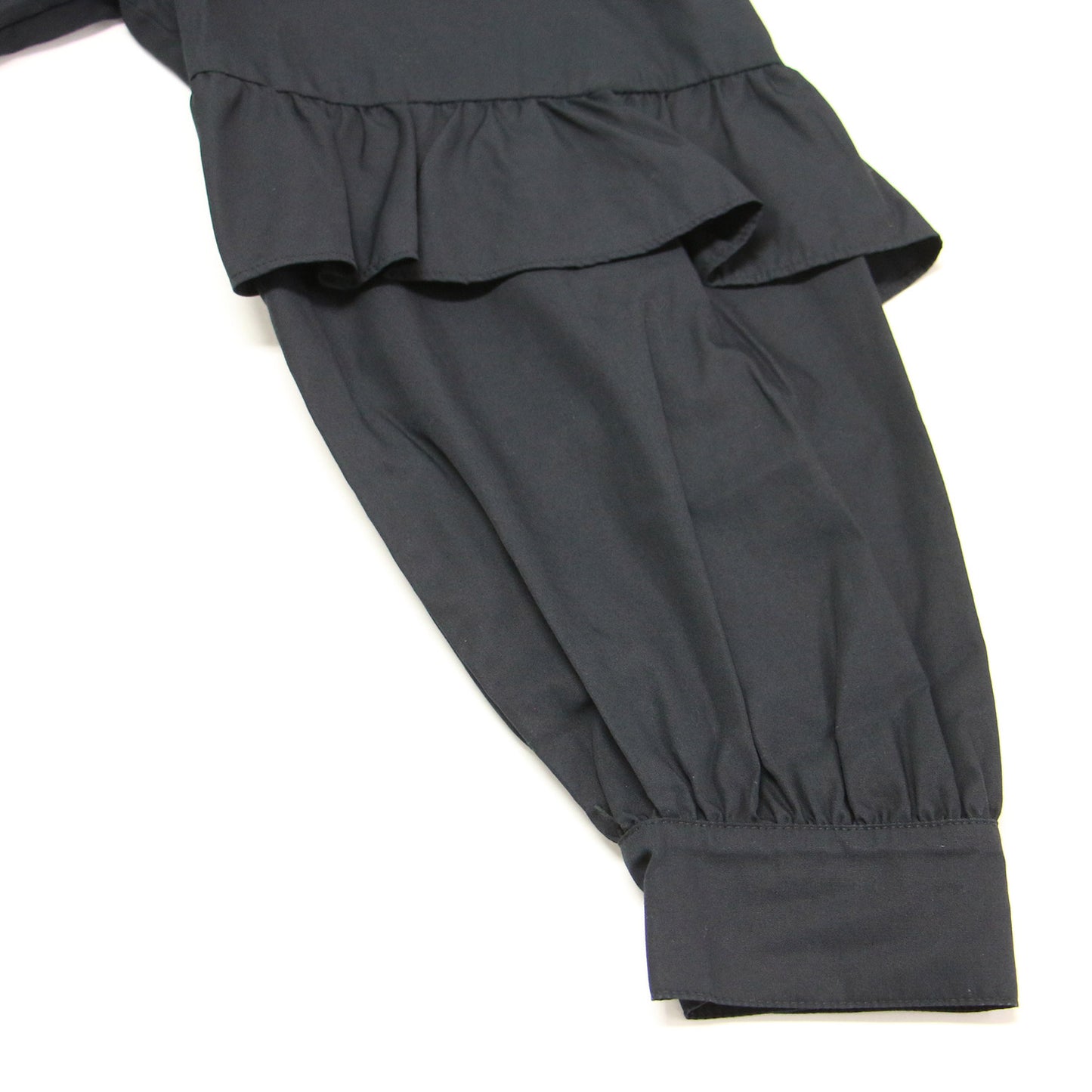 24春夏 コットン ブロード フリル ブラウス / 長袖 シャツ バンドカラー ギャザー