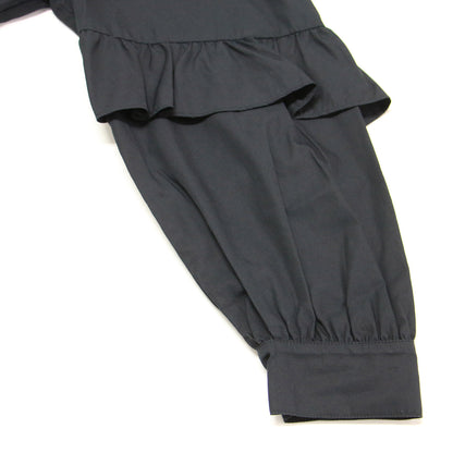 24春夏 コットン ブロード フリル ブラウス / 長袖 シャツ バンドカラー ギャザー